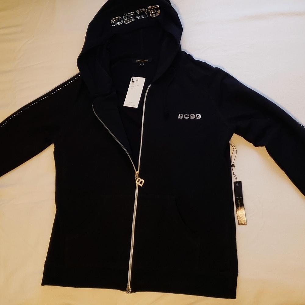 BCBGMAXAZRIA HOODED SWEATSHIRT WITH ZIPPER